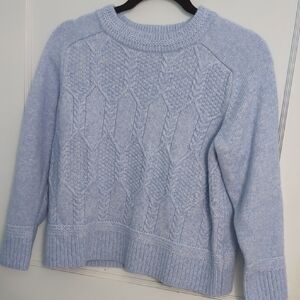 Croft & Barrow Sz L Light Blue Cable Knit Long Sleeve Sweater